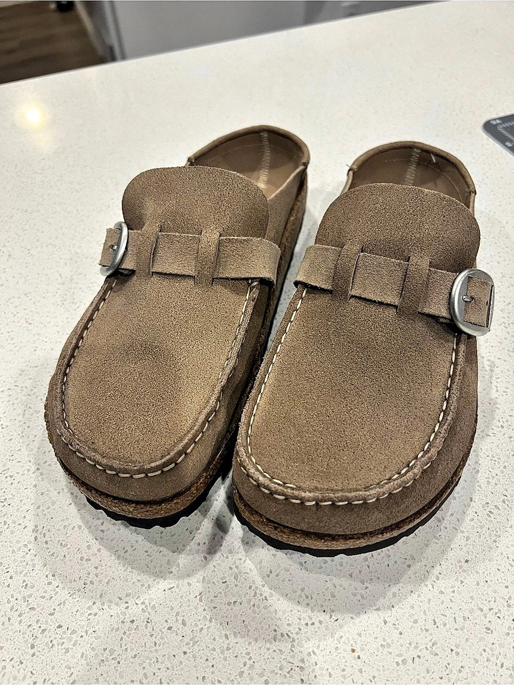 Birkenstock Buckley Suede Clogs Taupe Size EU 40 (US Women’s 9)